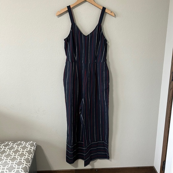 Universal Thread Sleeveless Striped Jumpsuit Navy Blue/Red/White Small - Picture 2 of 16